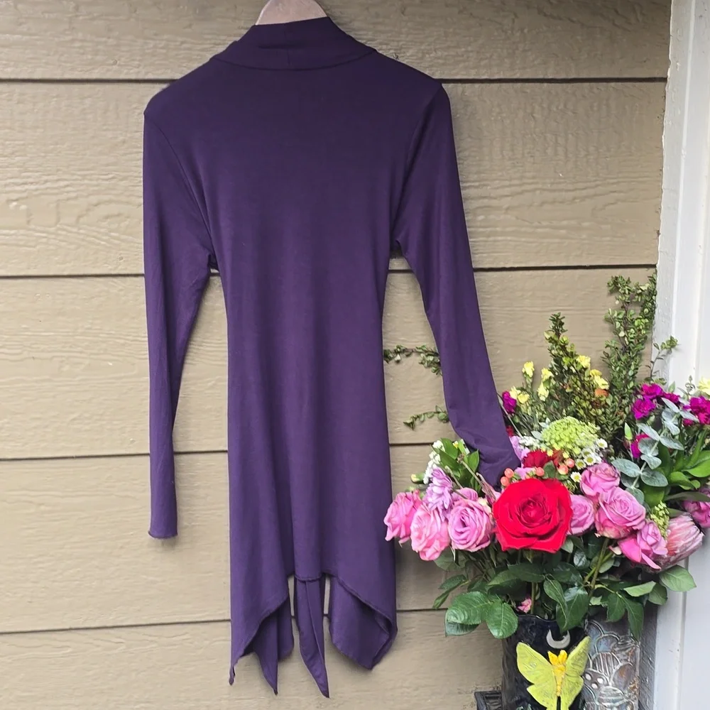 Apanage Rouge Purple Belted Drape Cardigan Size 10 - Picture 3 of 6